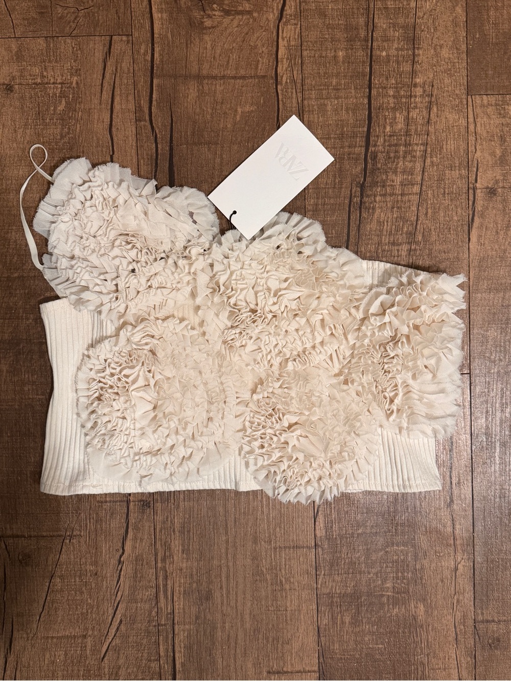 Zara Cream Floral Appliqué Bandeau Top